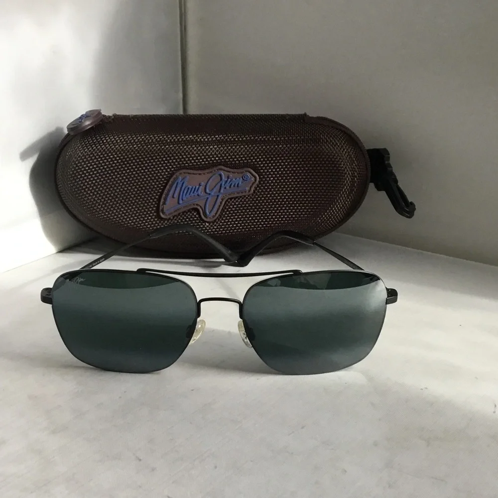 Maui Jim Lava Tube Black and Gray Sunglasses with Brown Case